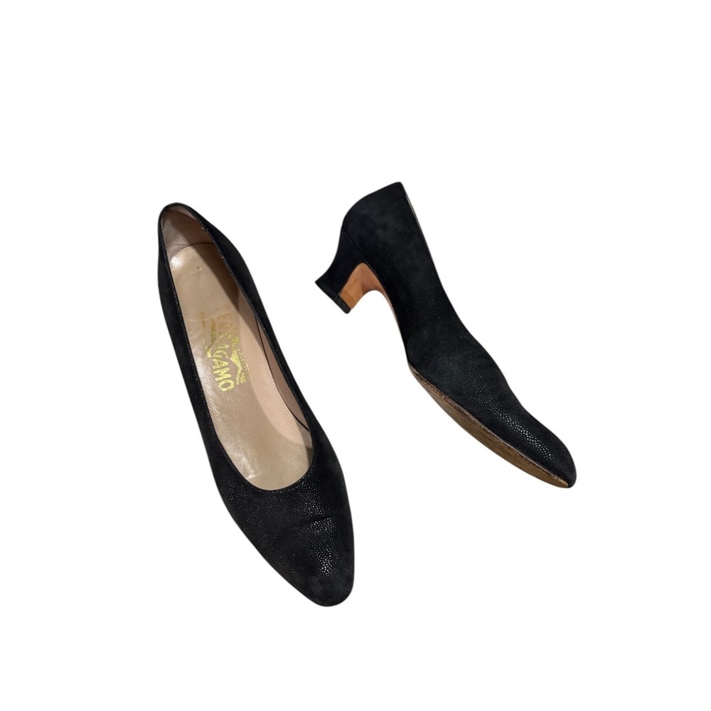 Salvatore‎ Ferragamo Black Leather Pumps Classic Heels Shoes Size 9.5AAAA